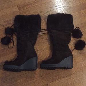 Coach Karita Suede brown fur boots!